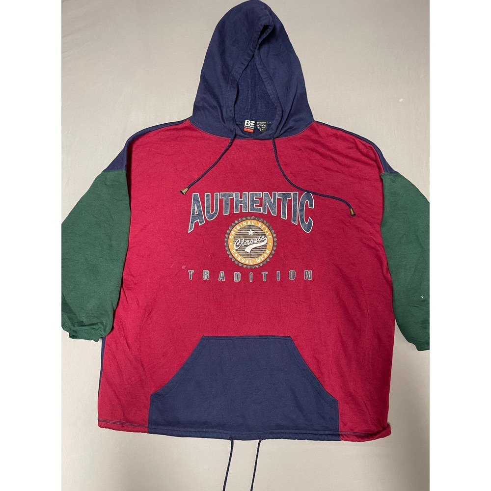 Vintage Basic Editions Woman Colorblock Hoodie Red Navy Green Size 22W-42